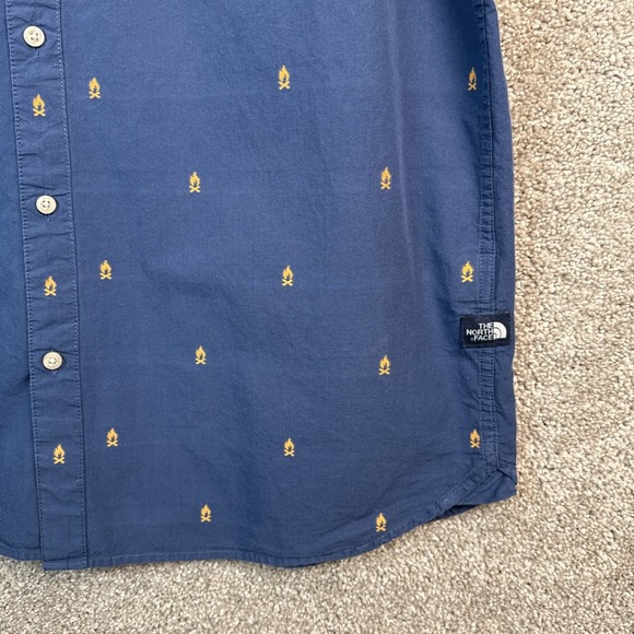 The North Face Short Sleeve Camp Fire Shirt Blue Button Up Men's Size XL - Picture 3 of 7